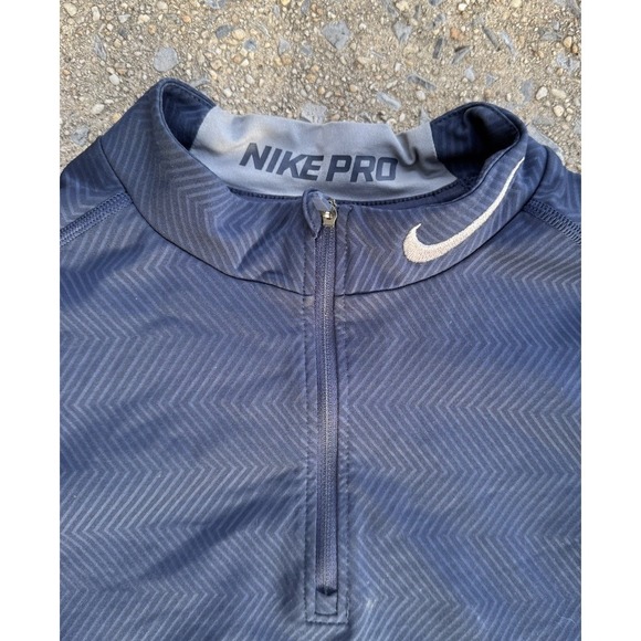 Nike Pro Dri-FIT Long Sleeve Training Shirt Fitted Athletic Top Mens Blue Medium - Picture 3 of 4